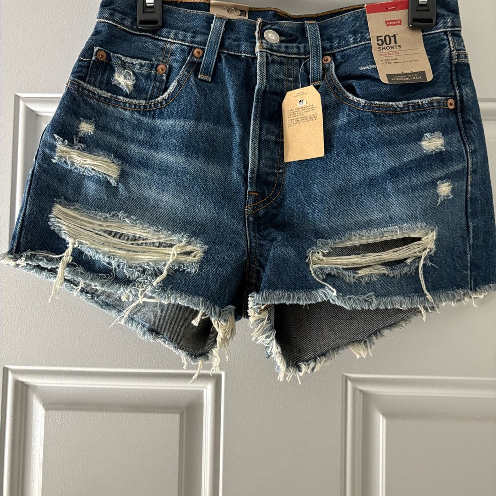 Levi's Women's Distressed Denim Shorts - Blue
